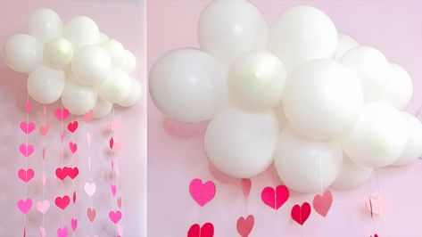 Balloon Decoration Diy, Cloud Diy, Guitar Party, Balloon Cloud, Hanging Balloons, Pijama Party, Balloons Decoration, Balloon Clouds, Balloon Garland Diy