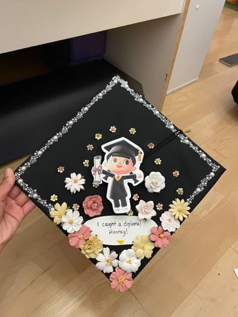 Grad Hat Ideas Graduation Cap Decoration, Stardew Valley Graduation Cap, Gaming Graduation Cap, Ponyo Graduation Cap, Studio Ghibli Grad Cap Ideas, Fnaf Graduation Cap, Ateez Graduation Cap, Grad Cap Studio Ghibli, Animal Crossing Graduation Cap