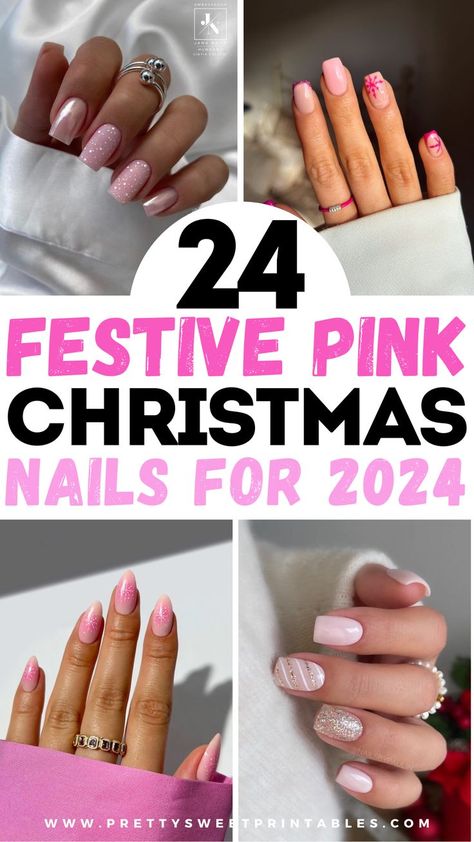 pink Christmas nails designs ideas nail art Pink Xmas Nails Acrylic, Pink Swirl Nails Short, Pink And White Candy Cane Nails, Pink Sparkle Christmas Nails, Pink And Red Tip Nails, Christmas Almond Acrylic Nails, Winter Pink Nail Color, Fun Christmas Nails Acrylic, Pink Christmas Tree Nails