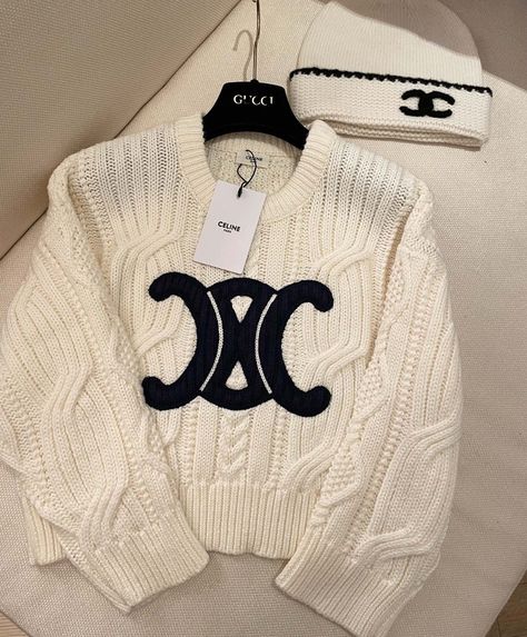 Celine Clothes Women, Celine Clothes, Celine Sweater, Expensive Clothes, Hoodie Outfit, Dolce E Gabbana, Wardrobe Style, Sweater Design, Knit Set