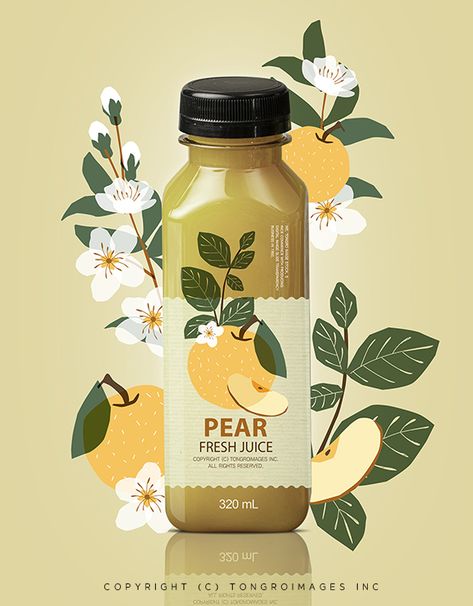 Clean Illustration Style, Smoothie Packaging Design, Food Packaging Illustration, Juice Packaging Design Bottle, Juice Graphic Design, Juice Design Packaging, Juice Package Design, Juice Label Design, Juice Packaging Design