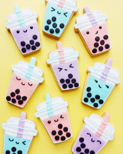 8,632 Likes, 105 Comments - Vickie Liu (@vickiee_yo) on Instagram: “Heya cu-tea Tag your bubble tea loving friends ✌” Kue Macaroon, Kawaii Cookies, Tea Tag, Bubble Tea Boba, Pastel Cupcakes, Bubble Milk Tea, Tea Cookies, Sugar Cookie Designs, Cute Baking