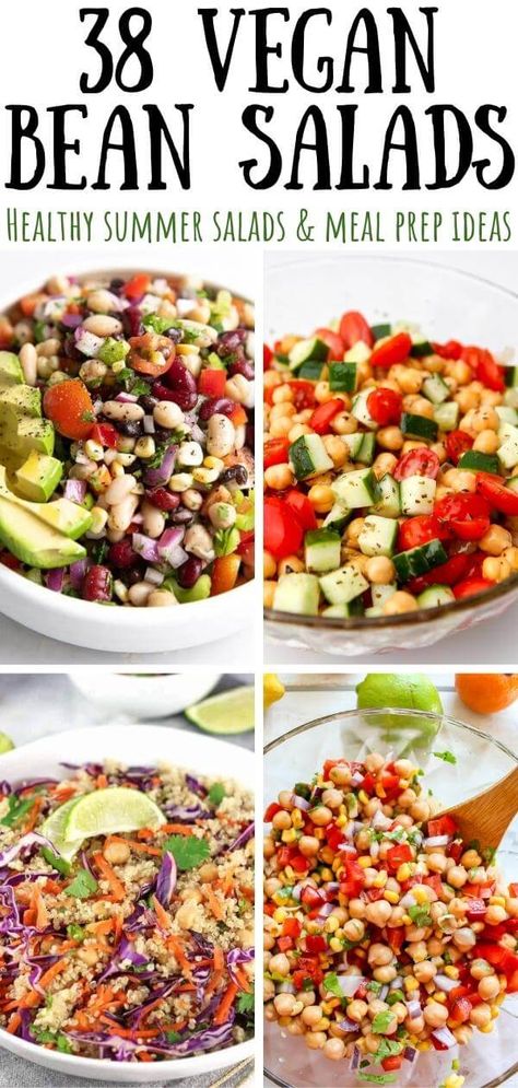 Bean salads recipes are easy to make, healthy, affordable, and filling. You can use any type of bean or legume that you could imagine like black beans, kidney beans, navy beans, chickpeas, or even edamame just to name a few. thehiddenveggies.com Salads With Beans In It, Mediterranean Bean Recipes Healthy, Clean Eating Bean Recipes, Health Bean Recipes, Soy Bean Salad, Legumes Recipes Easy, Vegetarian Bean Salad Recipes, Black Bean Bowl Healthy, Six Bean Medley Recipes