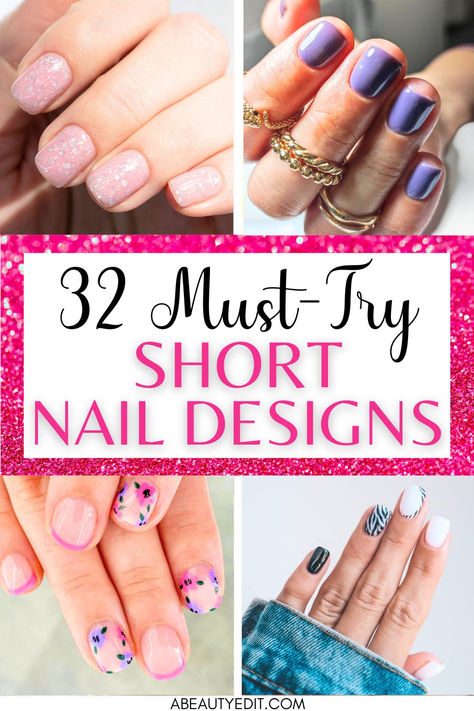 32 Stunning Short Nail Designs and Ideas Acrylic Nail Designs Tips Ideas, Fun Nail Art For Short Nails, New Nail Trends Short, Extra Short Nails Design, Builder Gel Short Nails Design, Short Nails Clear Design, Marble Gel Nails Short, Cute Short Manicure Ideas, Short Nails With Nail Art