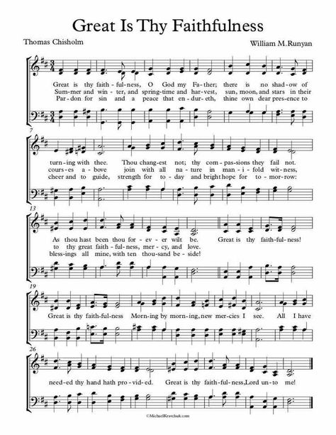 Great Is Thy Faithfulness Hymn, Choir Sheet Music, Printable Hymns, Gospel Song Lyrics, Great Is Thy Faithfulness, Christian Hymns, Hymns Of Praise, Hymn Sheet Music, Hymn Music