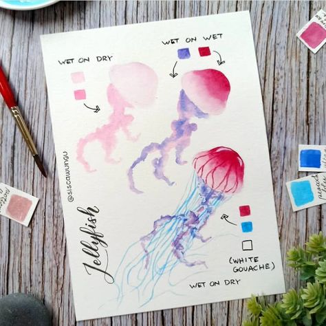 Watercolor Jellyfish, Learn Watercolor Painting, Learn Watercolor, Watercolor Paintings For Beginners, Diy Watercolor Painting, Watercolor Paintings Easy, Jelly Fish, Watercolor Painting Techniques, Watercolor Art Lessons