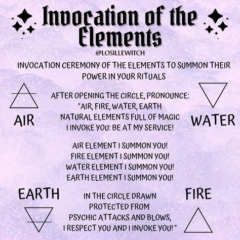 Losille’s Coven 🔮✨ shared a post on Instagram: “✦ Invocation ceremony of the elements to summon their power in your rituals ✦ The elements are…” • Follow their account to see 410 posts. Invoking The Elements, Elemental Invocation, Elements Altar, Content Graphic Design, Ritual Spells, Banishing Ritual, Dream Spell, The Magic Circle, Moon Ritual