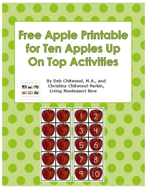 Free apple printable (instant download) for Ten Apples Up On Top activities; 10 apple photographs with and without numbers 1-10; can be used with cubes or Duplo blocks. Ten Apples Up On Top Printable, 10 Apples On Top Preschool, 10 Apples On Top Activities, 10 Apples Up On Top Activities, Ten Apples On Top Preschool Activities, Ten Apples Up On Top Activities, 10 Apples Up On Top Activities Preschool, Free Apple Printables, 10 Apples Up On Top