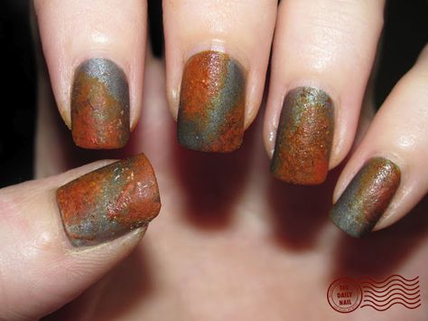 Rusty nails  From http://daily-nail.blogspot.co.uk/2012/03/rusty-nail.html Steampunk Nails, Steampunk Makeup, Rusty Nails, Orange Nail Designs, Nails Flower, Nails Dark, Nails Elegant, Rusty Nail, Nails Yellow