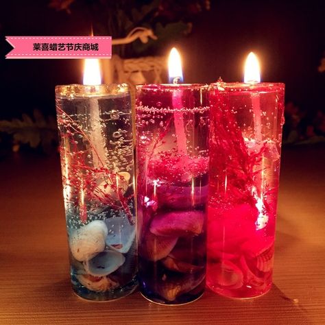 Jelly Candle, Jelly Candles, Ocean Candle, Music Candle, Ocean Shells, Beeswax Taper Candles, Gel Candles, Romantic Candlelight, Bulk Candles