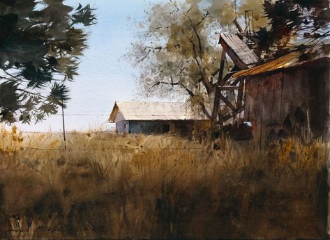 Rustic West Dean Mitchell, Watercolor Barns, Environment Painting, Barn Painting, Art Pics, Art Album, Watercolour Inspiration, Art Magazine, Southwest Art