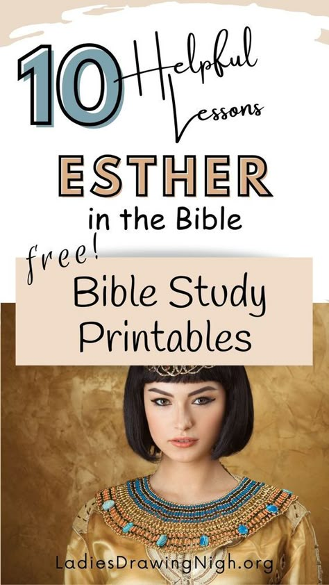 As we reflect on the character of Esther in the Bible, we are encouraged and motivated to be better women who are committed to the work of God. Learn 10 Bible study lessons from Esther's character to apply in your own life. Download your free Bible study printables worksheets! Womens Bible Study Craft Ideas, Esther Bible Study For Kids, Church Of Christ Bible Study, Things To Study In The Bible, Book Of Esther Bible Studies, Bible Journaling Esther, Women’s Bible Study Lessons, Kids Bible Study Lessons Free Printables, Bible Study Esther