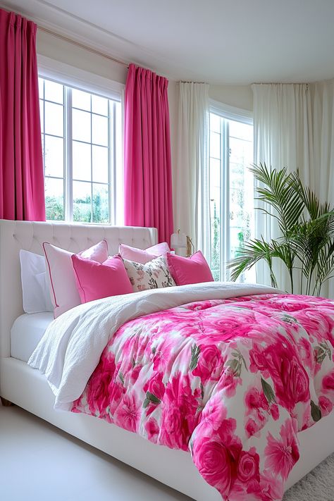 Create a cozy and inviting white and pink bedroom with these 27 ideas. Explore crisp white bedding, blush pink accent walls, and delicate floral patterns. Discover white furniture with pink cushions, rose gold metallic accents, and romantic artwork. Find inspiration for pink and white striped curtains, plush pink rugs, and crystal chandeliers. Pink Curtains Bedroom Room Ideas, White Pink Bedroom Ideas, White Pink Bedroom, White And Pink Bedroom Ideas, Pink Bed Canopy, Pink Bedside Tables, Blush Pink Bedroom Decor, White And Pink Bedroom, White Floorboards