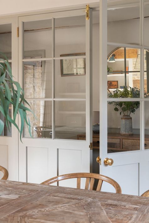 A Cotswold Cottage| Lauren Gilberthorpe Interiors | Cotswolds Window French Doors, Scroll Stoppers, Kitchen Sunroom, Cotswold Cottage, Cotswolds Cottage, Pony Wall, Wall Scroll, Cottage Door, Cottage Interior