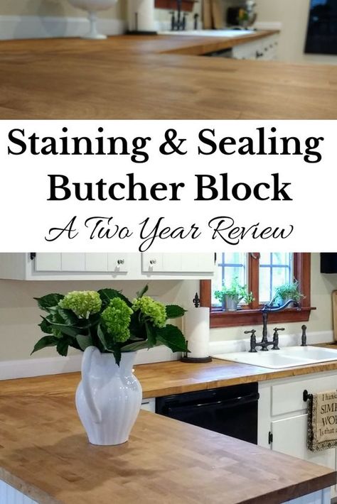 How To Refinish Butcher Block Countertops, Birch Butcher Block Countertops Stain, Refinishing Butcher Block Countertops, How To Stain And Seal Butcher Block, Refinish Butcher Block Counter, How To Seal Butcher Block Countertops, Sealing Butcher Block Countertops, Butcher Block Stain, Ikea Butcher Block Countertops