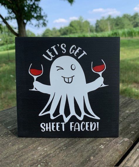 Fall+Halloween+Sign+for+Tabletop+Tiered+Tray+Counter+Home+Decor+by+Heartfelt+Giver Ghost Table, Holding Wine, Beetlejuice Halloween, Halloween Ghost Decorations, Entry Decor, Ghost Decoration, Halloween Sign, Business Decor, Fall Home