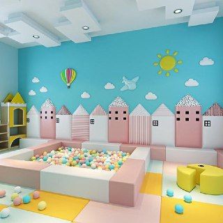 #headboard #wall #sticker #anti #collision #tatami #soft #bag Daycare Room Design, Soft Headboard, Bed Headboards, Kids Indoor Playground, Indoor Kids, Modern Kids Room, Headboard Wall, Kids Sofa, Soft Bag