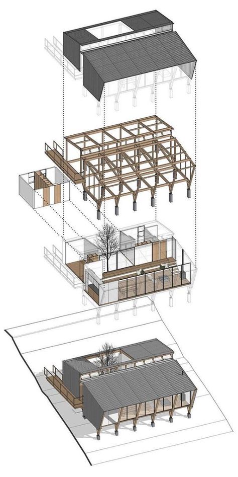 Structural Diagram, Architecture Volume, Architecture Site Analysis, Kaira Looro, Exploded Diagram, Architectural Diagrams, Poster Architecture, Architecture Design Presentation, Shop Drawing