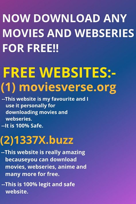 The websites in this pin is 100% Legit and Safe to use. #freemovies#websitesformovies#downloadmoviesforfree Online Movies Free Website, Free Movie Sites Website, Websites Where You Can Download Movies For Free, Free Movie Websites Link, Website For Downloading Movies, Amazing Websites, Free Website, Download Movies, Free Movies