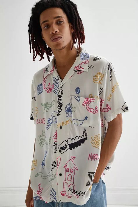 Men's Clothing | Urban Outfitters Canada Summer Collection Men, Mens Western Wear, Mens Trendy Outfits, Rayon Shirt, Notched Collar, Cut Off Shorts, Basic Tees, Western Wear, Denim Shirt