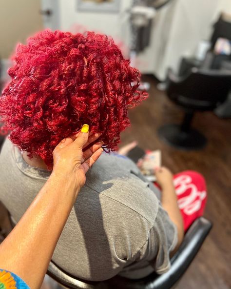 I did a color correction on her & removed blue & copper colors & replaced with a vibrant red; finished it off with a flex rod set Flex Rods On Natural Hair, Flex Rod Set, Rods On Natural Hair, Natural Hair Braids, Rod Set, Copper Color, Color Correction, A Color, Vibrant Red