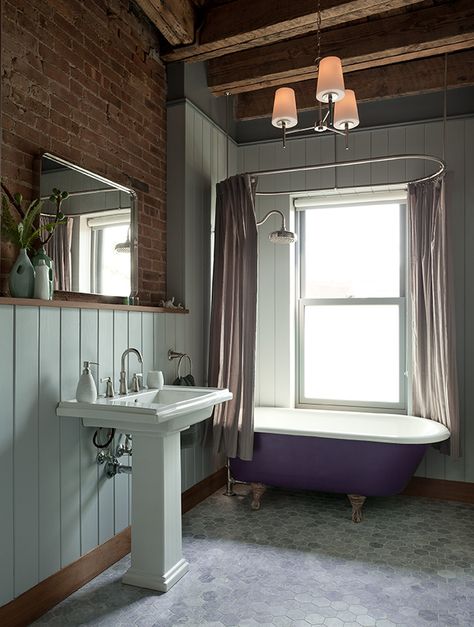 Victorian Bathroom Tiles, Lilac Bathroom, Victorian Bathrooms, Lilac Paint, Luxe Bathroom, Apartment Vibes, Pale Lilac, Brown House, Victorian Bathroom