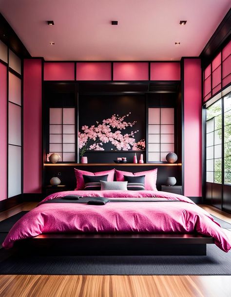 Embrace the serenity of Japanese design with this contemporary pink bedroom. Zen Elegance, Minimalist Aesthetics, clean lines and uncluttered spaces. Remember, the essence of a modern Japanese bedroom lies in simplicity, harmony, and a deep connection to nature Modern Japanese Bedroom, Bedroom Zen, Japan Decor, Japanese Bedroom, Connection To Nature, Cozy Fall Bedroom, Fall Bedroom, Modern Japanese, Deep Connection