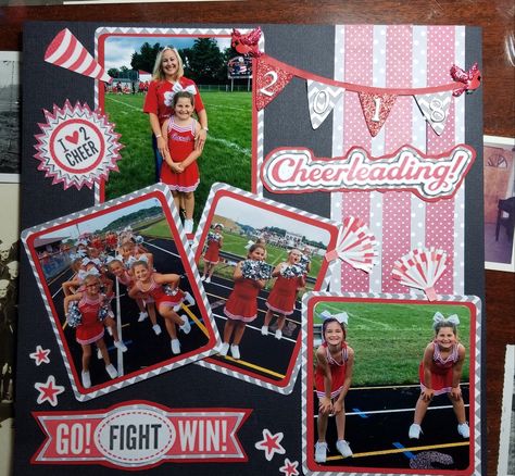 Scrapbook Cheerleading Layout, Cheerleader Scrapbook Layouts, Cheerleading Scrapbook Ideas, Drill Team Scrapbook Ideas, Cheer Scrapbook Layouts, Scrapbook Ideas Sports, Cheerleading Scrapbook Layouts, Sports Scrapbook Ideas, Cheer Scrapbook Ideas