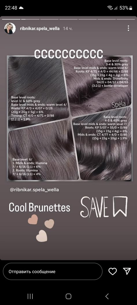 Wella Ash Brown Formula, Charcoal Brown Hair, Short Platinum Hair, Color Formulations, Wella Illumina Color, Hair Color Wheel, Grey Brown Hair, Charcoal Hair, Rich Brown Hair