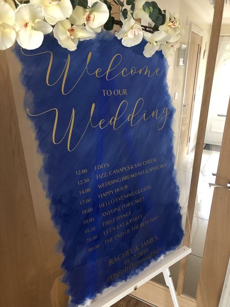 I’ve just painted this one Royal Blue 💙 it’s certainly going to make an entrance for my bride & grooms big day 👰🏽 #wedding #weddingsigns #orderoftheday #bew #perspex #perspexsigns #clearsign #welcometoourwedding #weddinginspo #weddingtrends #weddingguests #weddingphotography #bridetobe2019 #decemberwedding #smallbusiness #newideas #bespokeeventstattionery #eventplanner #eventsetup #weddingdecor #bridesmaids Glass Wedding Sign, Perspex Sign, Order Of Service Wedding, Wedding Sign Acrylic, Calligraphy Signs, Calligraphy Writing, December Wedding, Event Signage, Wedding Table Plan