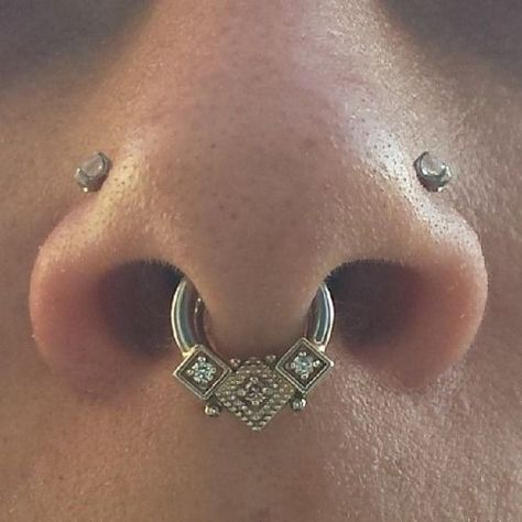 Double Nose Piercing, We Are Open Today, Sterling Silver Nose Rings, Cool Piercings, Silver Nose Ring, Body Adornment, Ring In The New Year, Septum Jewelry, Body Piercings