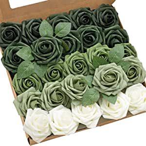 Emerald Green Shades, Sage Green Floral, Bridal Shower Centerpieces, Foam Roses, Diy Wedding Bouquet, Shower Centerpieces, Foam Flowers, Green Ombre, Wedding Bridal Bouquets