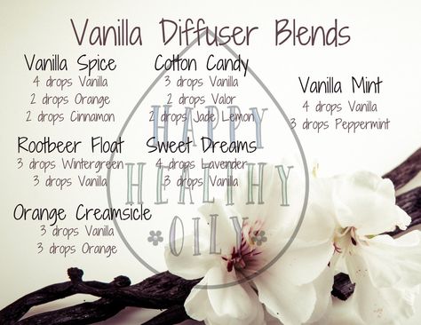 Diffuser Blends Vanilla, Vanilla Essential Oil Blends Diffuser, Vanilla Oil Diffuser Blend, Diffuser Blends With Vanilla, Vanilla Essential Oil Blends, Vanilla Diffuser Blends, Essential Oil Combinations, Essential Oil Diffuser Blends Recipes, Young Living Essential Oils Recipes