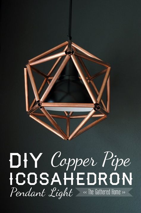 DIY Copper Pipe Icosahedron Light Fixture Luminaria Diy, Copper Light Fixture, Diy Luminaire, Copper Pipes, Diy Copper, Diy Light Fixtures, Diy Lampe, Pipe Lighting, Copper Diy