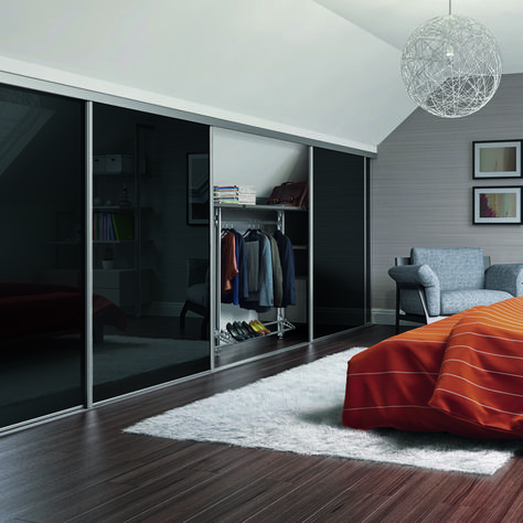 Sliding Wardrobe Doors Design, Eaves Bedroom, Loft Wardrobe, Loft Conversion Bedroom, Silver Framed Mirror, Attic Bedroom Storage, Eaves Storage, Attic Bedroom Designs, Attic Closet