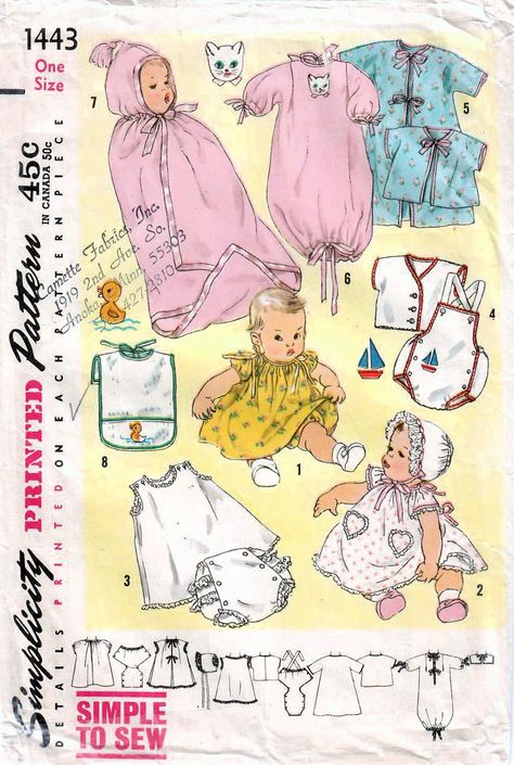 🐕 Big deals! 1950s Simplicity 1443 Vintage Sewing Pattern Infant's Layette, Baby Clothes, Infant Wardrobe One Size only at $12.00 Hurry. #InfantLayette #50sVintagePattern #1950sSewingPattern #50sBabyPattern #50sLayettePattern #50sInfantLayette #BabyClothesPattern #50sVintageLayette #LayettePattern #Simplicity1443 Vintage Baby Clothes Patterns, Layette Pattern, Toddler Patterns, 1950s Sewing Patterns, Vintage Toddler, Vintage Blog, Vintage Baby Clothes, Popular Now, Layette Set