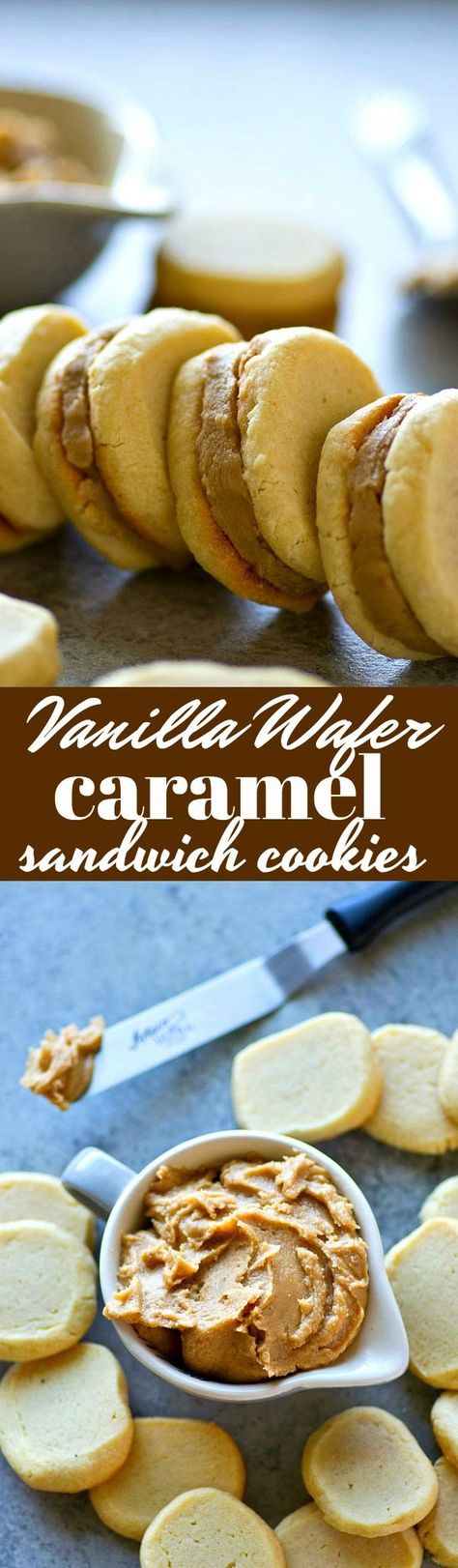 A rich caramel filling is sandwiched between classic homemade vanilla wafers and the combo is out of this WORLD! These vanilla wafer caramel sandwich cookies are a must try. Vanilla Wafer Sandwich Cookies, Wafer Sandwich Cookies, Homemade Vanilla Wafers, Caramel Sandwich Cookies, Caramel Recipe Easy, Creative Treats, Caramel Dessert Recipes, Cookie Recipes From Scratch, Vanilla Wafer