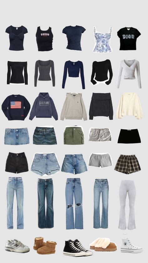 College Wardrobe Essentials, Wardrobe Essentials List, Basic Clothes, College Wardrobe, Stylish Aesthetic, Downtown Outfits, Essentials List, Outfit Inspo Casual, Trendy Outfits For Teens