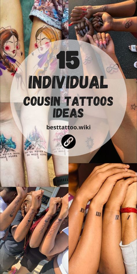 Cherished Cousin Tattoos: Top 15 Matching Ink Ideas for Family Bonds in 2024 Simple Group Tattoos, Unisex Family Tattoo Ideas, Family Matching Tattoos Cousins, Tattoos For 4 People, Small Matching Cousin Tattoos, Cousins Tattoo Matching, Group Tattoos Family, Matching Group Tattoos, Group Of 3 Tattoos