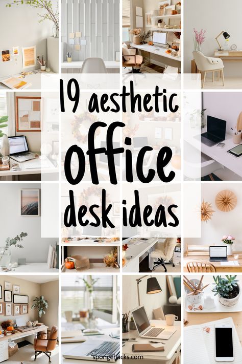 Cubicle Desk Setup, Home Office Desk Decor Ideas, Decor Above Desk, Office Set Up Ideas Layout, Office Ideas For Work Business Decor, Office Decoration Ideas For Work, Small Therapy Office Ideas, Cozy Work Office, Office Decor On A Budget