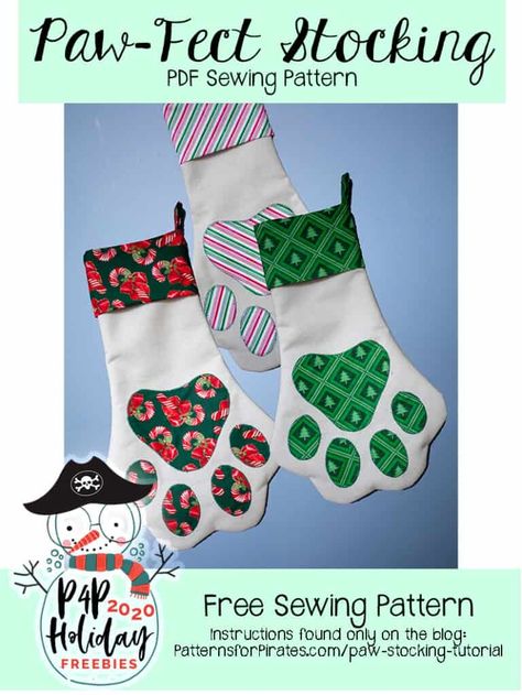 Free Stocking Pattern, Stocking Pattern Free, Christmas Stockings Sewing, Stocking Tutorial, Cat Christmas Stocking, Patterns For Pirates, Pet Ornaments, Cat Stockings, Dog Christmas Stocking