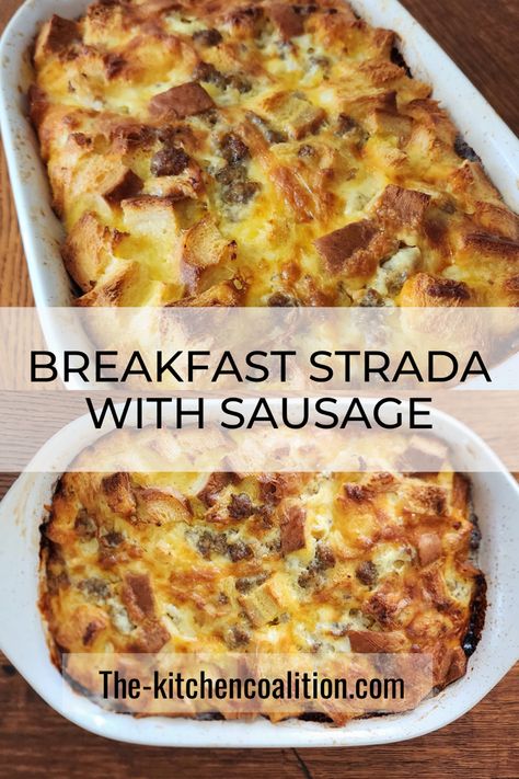 This breakfast strada with sausage is the perfect recipie for weekdays, busy weekends or holidays. Strata Recipes Breakfast Sausage, Breakfast Italian Sausage, Sausage Strata Overnight, Strada Recipe Breakfast Egg Strata Christmas Morning, Sausage Strata Breakfast, Italian Sausage Breakfast Casserole, Breakfast Sausage Link Recipes Dinners, Recipes With Breakfast Sausage Links, What To Make With Breakfast Sausage