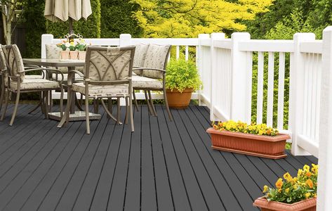 Trending Stain Colors in 2017 to Use on Your Outdoor Space Grey Deck Stain, Grey Deck Paint, Exterior Wood Stain Colors, Deck Paint Colors, Deck Stain Colors, Grey Deck, Deck Stain, Exterior Wood Stain, Deck Makeover