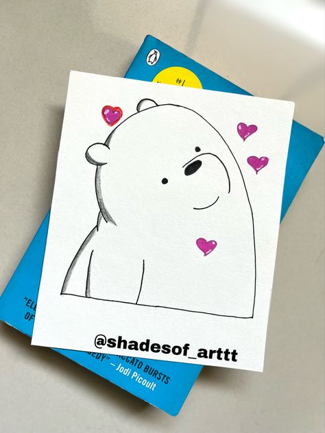 Mini Polaroid Drawing, Polaroid Drawing, Colorful Kids Room, Ice Bear, Easy Doodles, Easy Love Drawings, Disney Art Drawings, Doodle Art Drawing, Free Adult Coloring Pages