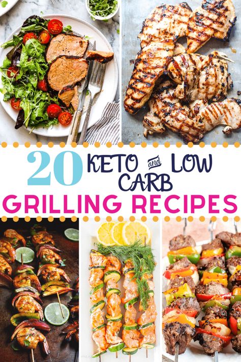 These easy Keto & Low Carb Grilling recipes are some of the best that you can find on the internet. Perfect for those looking for grilled foods to make for dinner tonight or at a keto cookout, picnic or barbecue. In this post, I share low carb grilled food meal ideas, side dishes that go well with BBQ, and some tips for those who want grilled foods, but must grill indoors. #grilling #grillingrecipes #ketorecipes #ketodinner #ketomeals Foods To Make For Dinner, Low Carb Grilling, Keto Cookout, Keto 101, Vegetarian Grilling Recipes, Ninja Grill, Grill Pizza, Grilled Kabob Recipes, Vegetarian Grilling