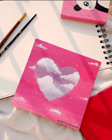 Mini Canvas Art Valentines, Little Canvas Paintings Valentines, Valentines Heart Painting Ideas, Canvas Painting Ideas Galentines, Galentines Paint Night, Canvas Painting Ideas For Love, V Day Painting Ideas, Painting Inspiration Small Canvas, Cute Valentine’s Day Paintings