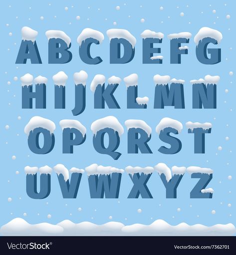 Snow Letters Alphabet, Snow Lettering, Snow Letters, Winter Alphabet, Winter Lettering, Winter Typography, Christmas Sweatshirt Ideas, Nightmare Before Christmas Font, Christmas Fonts Alphabet