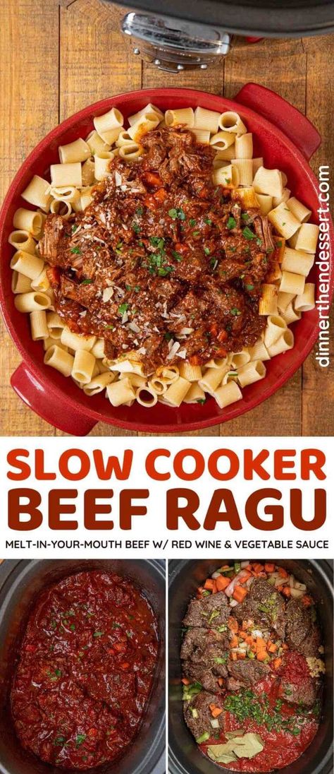 Slow Cooker Beef Ragu, Beef Ragu Recipe, Chuck Roast Recipes, Pot Roast Crock Pot Recipes, Resep Pasta, Beef Ragu, Ragu Recipe, Crockpot Beef, Braised Beef