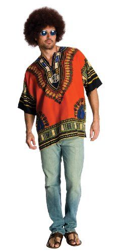 Rubie's Costume Heroes And Hombres Men's Hippie Shirt And Wig, Orange, X-Large * Click image to review more details. (This is an affiliate link) #halloween Hippie Outfits Men, Hippie Costume Diy, 1960s Costumes, 60's Party, Decades Costumes, 60s Outfits, Hippie Costume Halloween, 70's Party, Looks Hippie