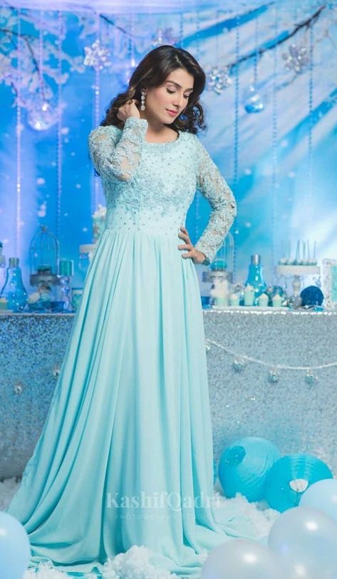 Blue Colour Frock Designs, Plain Georgette Dress, Sky Blue Frocks For Women, Sky Blue Long Frocks For Women, Dress For Teenage Girl, Hindi Dress, Blue Bollywood Style Floor-length Maxi Dress, Maternity Frocks Pakistani, Chudi Designs